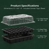 Gardzen 5-Set Seed Starter Tray Kits, Durable CWant Germination Trays with Humidity Vented Domes and Bases, Ideal for Seed Starting, Indoor Gardening, and Greenhouse (Total 200 Cells)