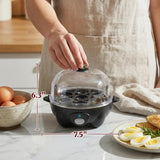 Elite Gourmet EGC-007B# Rapid Egg Cooker, 7 Easy-To-Peel, Hard, Medium, Soft Boiled Eggs, Poacher, Omelet Maker, Auto Shut-Off, Alarm, 16-Recipe Booklet, Black