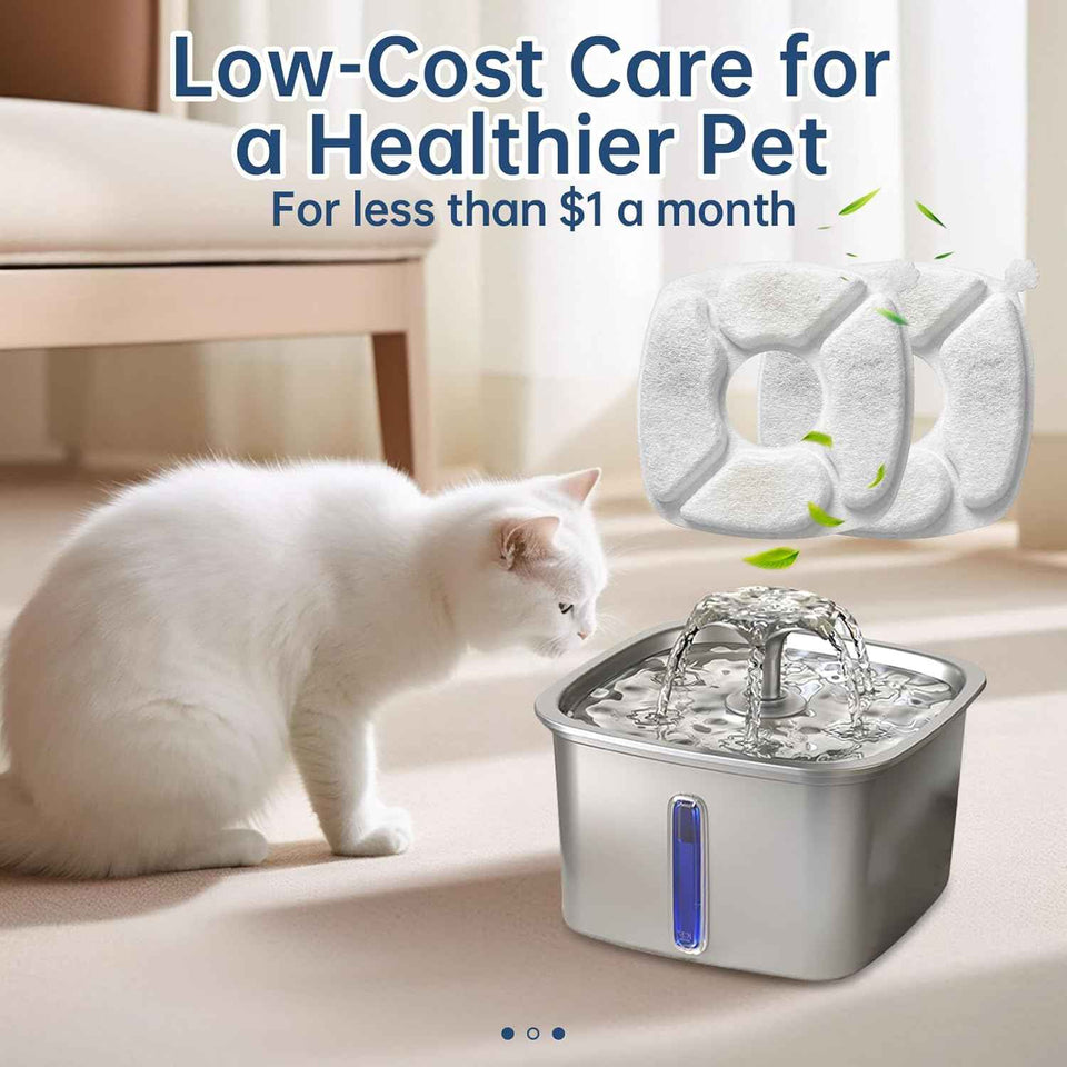 32 Pcs cat fountain replacement filters with 16 pack sponges for 95oz/2.8L, 135oz/4L, 67oz/2L pet drinking fountains