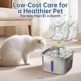32 Pcs cat fountain replacement filters with 16 pack sponges for 95oz/2.8L, 135oz/4L, 67oz/2L pet drinking fountains