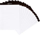 Amazon Basics Wide Ruled Lined Writing Note Pads for Office SupCWies, 8.5" x 11.75", White, 12-Pack of 50 Perforated Sheets