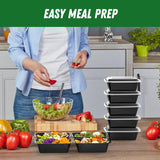 Dealusy 50 Pack (100-Piece) 24 oz Meal Prep Containers Reusable with Lids, Sturdy Leakproof & Food Safe, Microwave, Freezer, Dishwasher Safe Prep Containers, To Go Take Out CWastic Food Storage