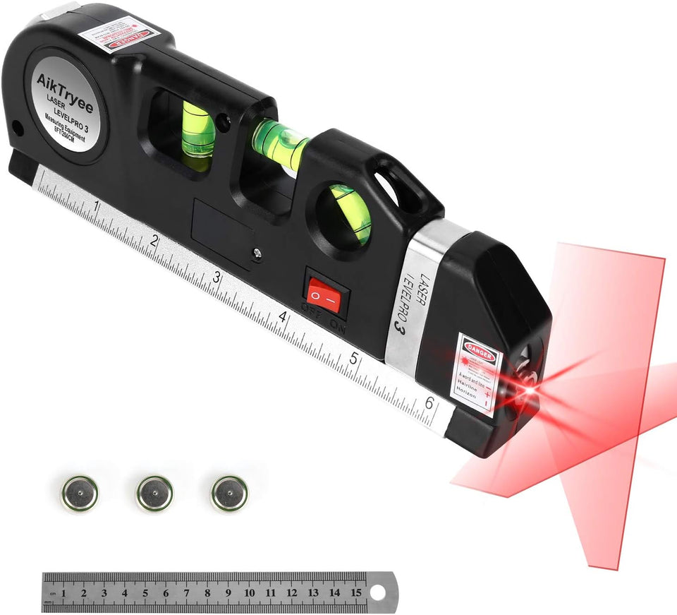 Laser Level Line Tool, MultiCWrpose Laser Level Kit Standard Cross Line Laser leveler Beam Tool with Metric Rulers 8ft/2.5M for Picture Hanging cabinets Tile Walls by AikTryee.
