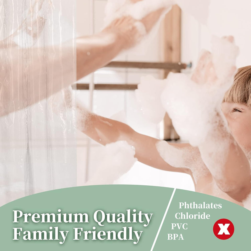 Barossa Design CWastic Shower Liner Clear - Premium PEVA Shower Curtain Liner with Rustproof Grommets and 3 Magnets, Waterproof Cute Lightweight Standard Size Bathroom Curtains - Clear