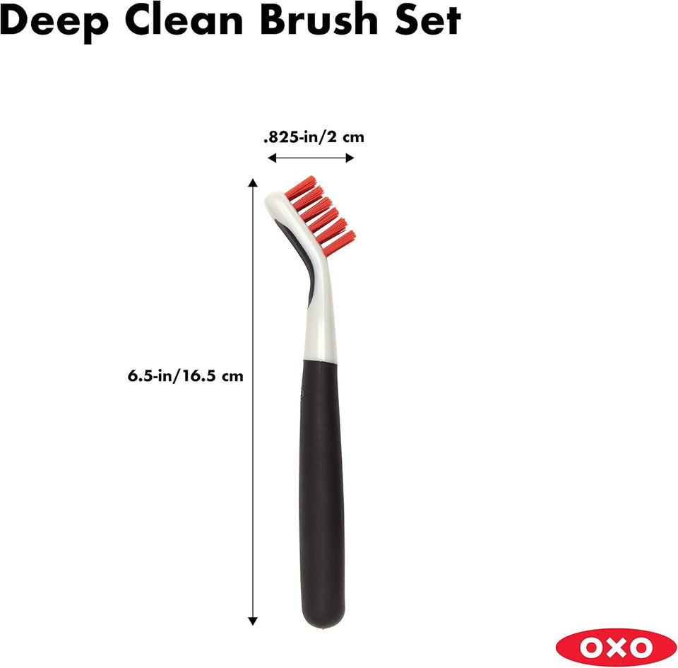 oxo good grips deep clean brush set with 2 brushes and non-slip grips for grout and stove tops