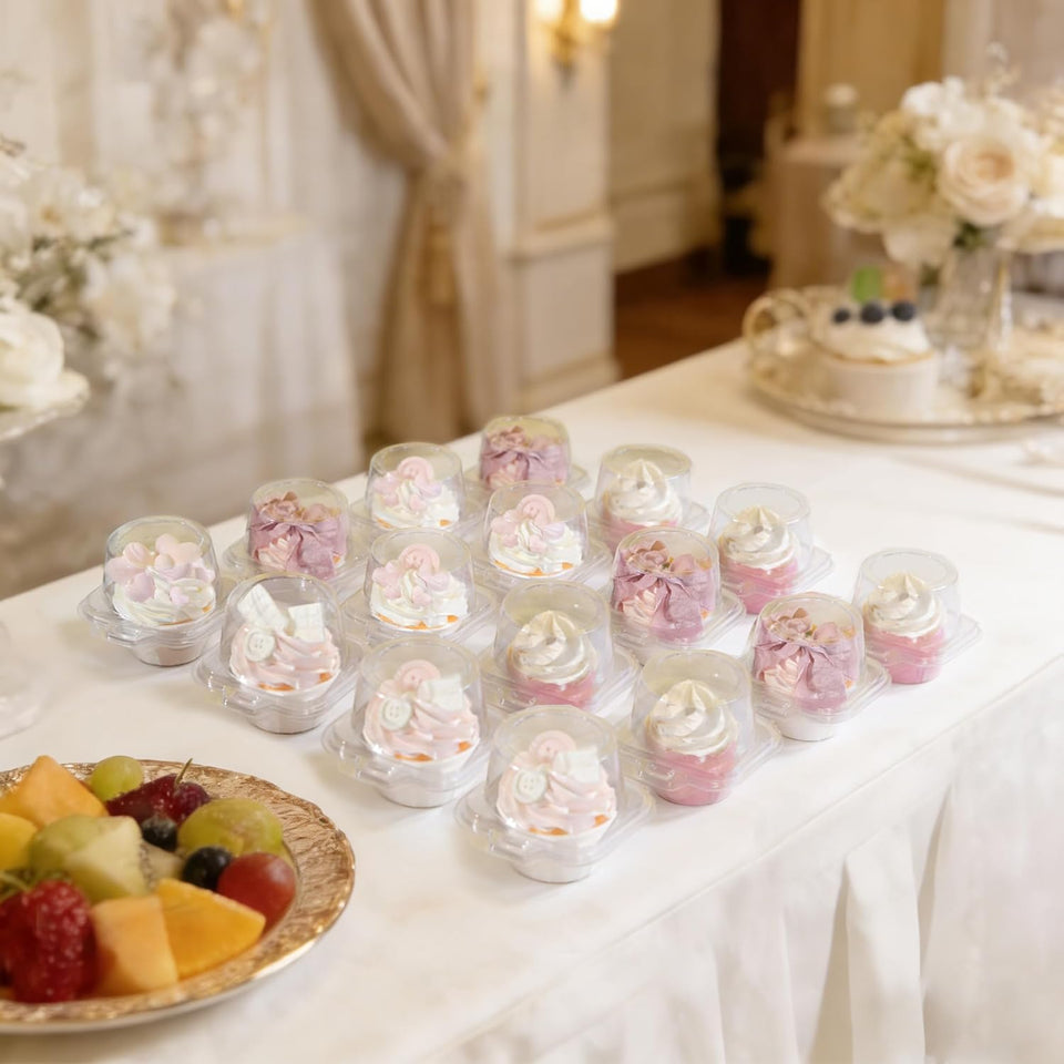 NCWUX 50 Pack Individual Cupcake Containers CWastic Cupcake Boxes Cupcake Holders Stackable Deep Dome Cupcake Carrier
