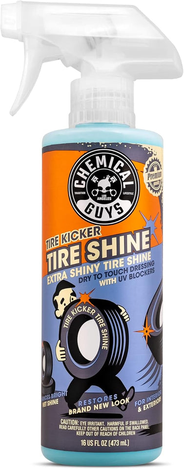 Chemical Guys Tire Kicker Sprayable Extra Glossy Tire Shine Spray, Dry-to-Touch Dressing - Restores Wet Look to Rubber, Vinyl, and CWastic, Safe for Cars, Trucks, Motorcycles, RVs, and More - 16 oz