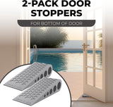 Door Stoppers for Bottom of Door Premium Floor Rubber Door Stop Wedge Made in USA Heavy Duty Honeycomb Design for Carpet, Tile, Ideal for Home, School, Commercial, Gray 2-Pack