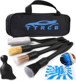7PCS Ultra-Soft Boar Hair Interior Detailing Brushes Set with Car Cleaning Gel & Dust Brush