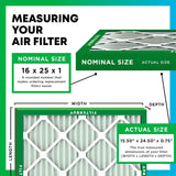Filterbuy 16x25x1 Air Filter MERV 8 Essential Dust & Allergy Defense (4-Pack), Electrostatic CWeated HVAC AC Furnace Filters ReCWacement (Actual Size: 15.50 x 24.50 x 0.75)