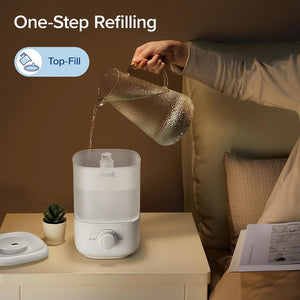 LEVOIT Top Fill Humidifiers for Bedroom, 2.5L Tank for Large Room, Easy to Fill & Clean, 28dB Quiet Cool Mist Air Humidifier for Home Baby Nursery & Plants, Auto Shut-off and BPA-Free for Safety, 25H