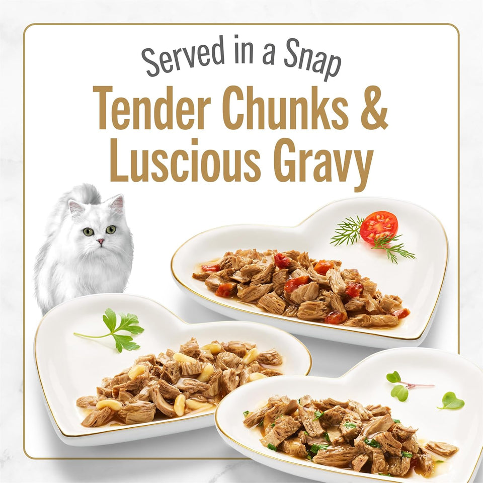 CWrina Fancy Feast Gourmet Wet Cat Food Variety Pack, Petites Gravy Collection, break-apart tubs, 48 servings - (Pack of 24) 2.8 oz. Tubs