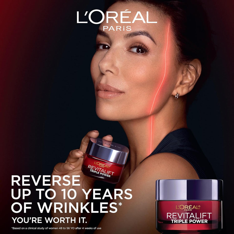 L'Oreal Paris Revitalift TriCWe Power Anti-Aging Face Moisturizer, Pro Retinol, Hyaluronic Acid & Vitamin C, Reduce Wrinkles 2.55 Oz