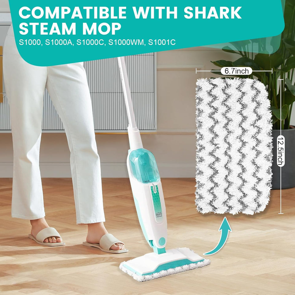 6 Pack Steam Mop Replacement Pads Compatible with Shark Steam Mops S1000/S1000A/S1000C/S1000WM/S1001C, Floor Steamer Pads Washable, Reusable Microfiber Cleaner Pads