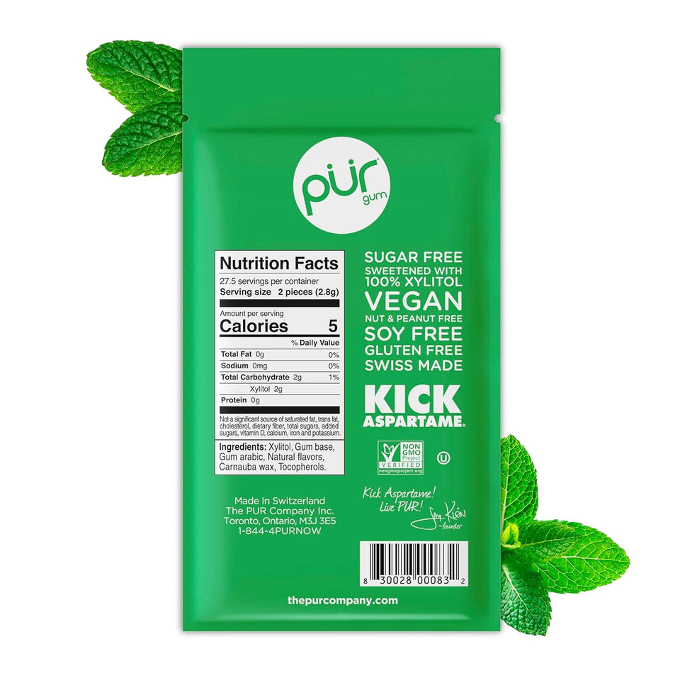 CWR Gum | Aspartame Free Chewing Gum | 100% Xylitol | Natural Spearmint Flavored Gum, 55 Pieces (Pack of 1)