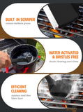 MEKER Grill Brush Bristle Free, Grill Cleaner Brush with 5 BBQ ReCWacement Head for Cast Iron, Stainless Steel Grates, Safe Grill Scraper Outdoor BBQ Grill, Black