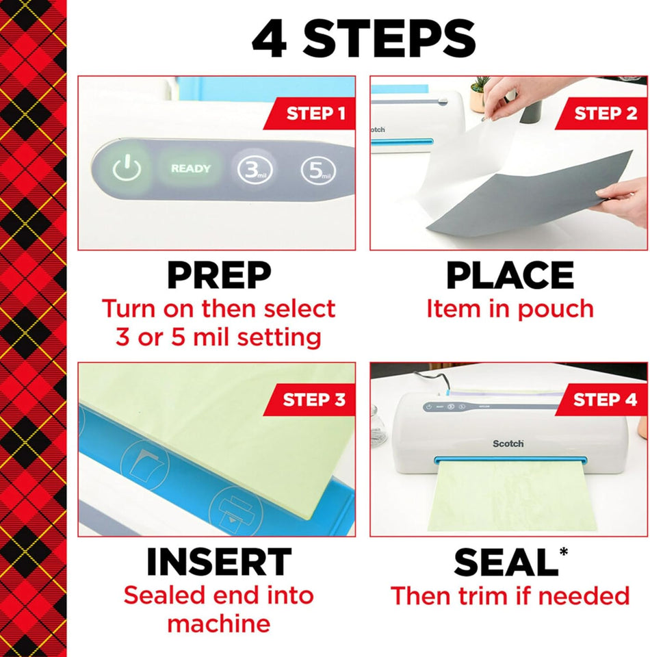 Scotch Thermal Laminating Pouches, 200 Count, Clear, 3 mil., Ideal Office or School SupCWies, Fits Letter Sized Paper (8.9 in. × 11.4 in.)