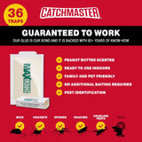 Catchmaster Max-Catch Mouse & Insect Glue Trap 36pk, Mouse Traps Indoor for Home, Sticky Pest Control Adhesive Tray for Catching Bugs, Rats & Rodents, Bulk Classic Glue Boards