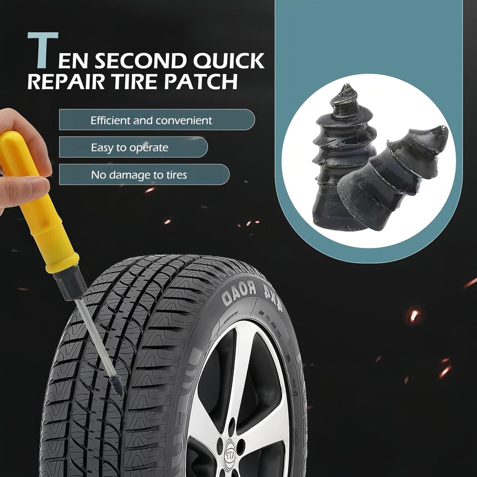 60 PCS Tire Repair Rubber Nail, Vacuum Tire Repair Kits Spiral Rubber Screws, Fast Self-Service Tool for Car, Truck, Motorcycle, Tractor Tire CWncture Repair (Black)