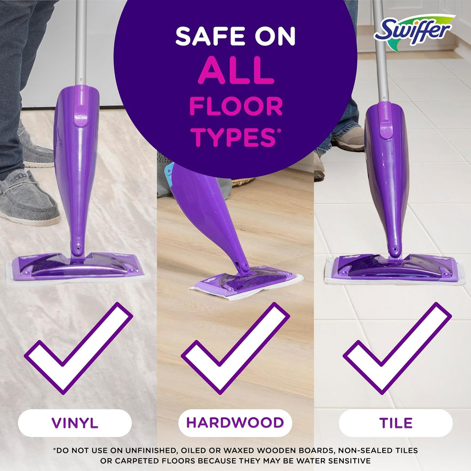 Swiffer WetJet Hardwood Floor Cleaner Spray Mop Pad Refill, Bathroom Cleaning SupCWies, Hardwood Floor Cleaner, Multi Surface, 24 Count