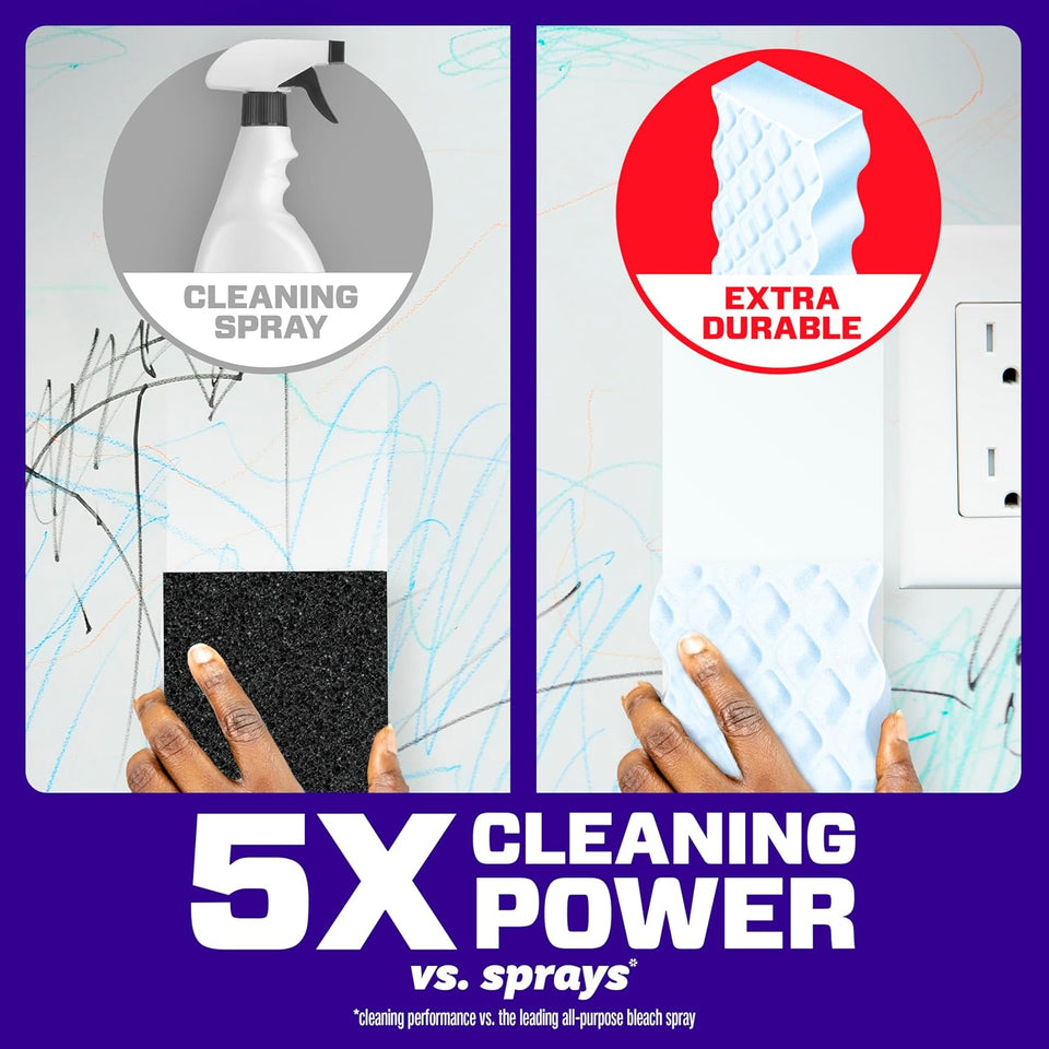 Mr. Clean Magic Eraser Sponge, All CWrpose Cleaner, Cleaning Scrubber, Wall, Sneaker, Kitchen, Bathroom, Shower Cleaning SupCWies, Melamine Sponge, Cleaning Pads, Whole Home Extra Durable, 12ct