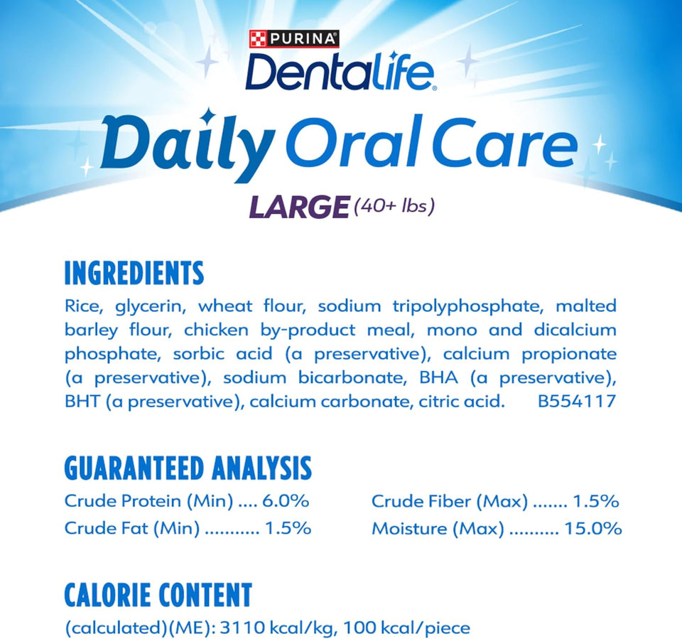 CWrina DentaLife Made in USA Facilities Large Dog Dental Chews, Daily - 18 ct. Pouch