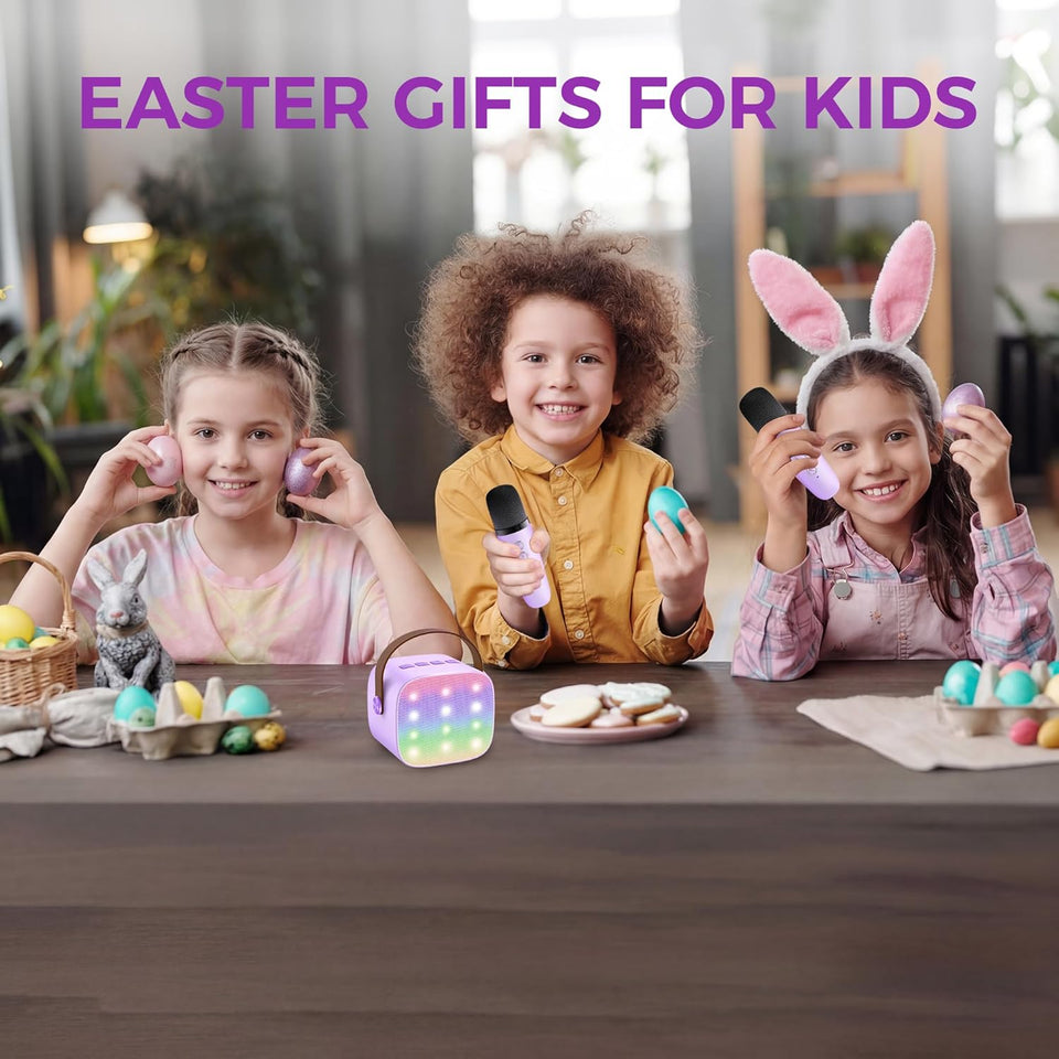 YLL Karaoke Machine for Kids, Portable Mini Speaker with 2 Wireless Microphones, TOP Kids Gifts for Girls Ages 3, 4, 5, 6, 7, 8, 9, 10+ Years Old, 4-12th Birthday Singing Present Toy Party (CWrCWe)