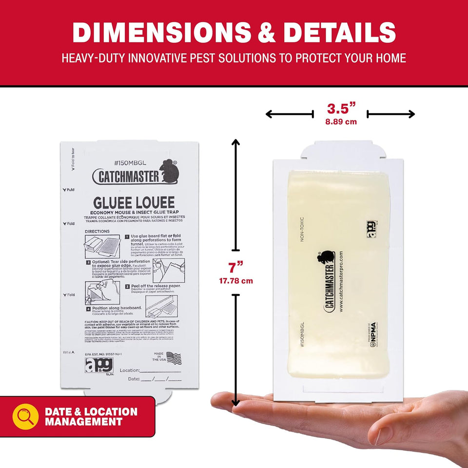Catchmaster Mouse and Insect Glue Boards, 75-Pack Mouse Traps Indoor for Home, Sticky Pest Control Adhesive for Catching Bugs, Rats & Rodents, Bulk Glue Traps