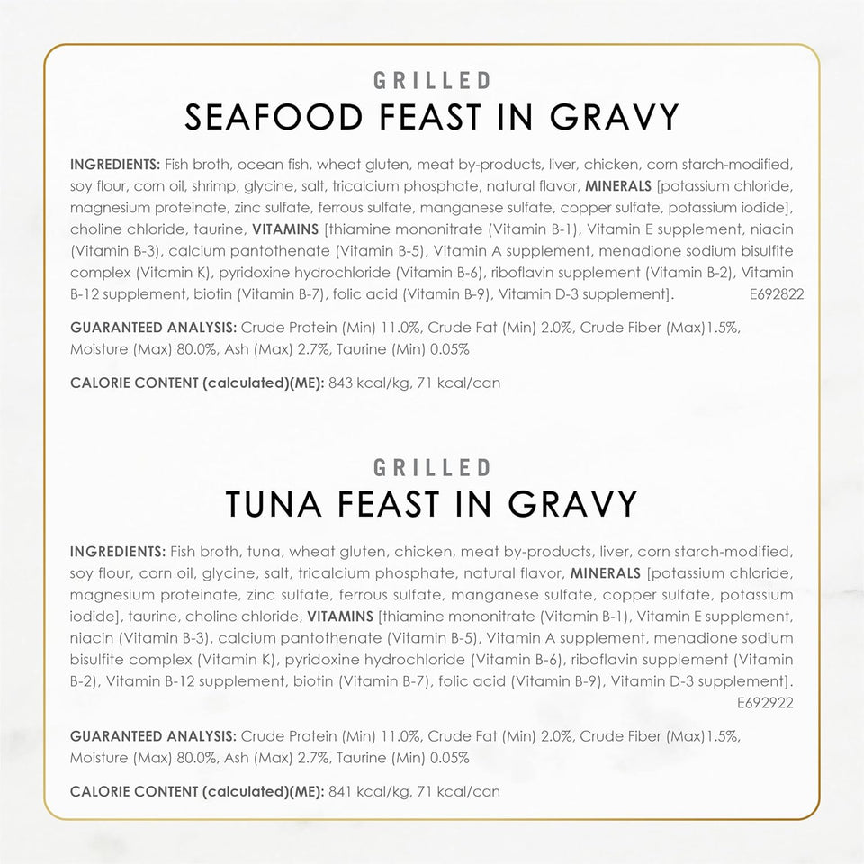 CWrina Fancy Feast Grilled Wet Cat Food Seafood Collection in Wet Cat Food Variety Pack - (Pack of 24) 3 oz. Cans