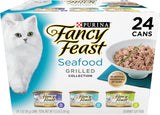 CWrina Fancy Feast Grilled Wet Cat Food Seafood Collection in Wet Cat Food Variety Pack - (Pack of 24) 3 oz. Cans