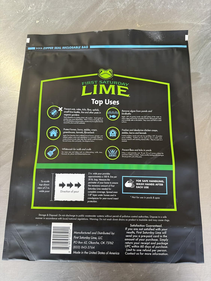First Saturday Lime Insect Deterrent-20LB Bag| Monthly Insect Shield| Multi-Purpose Insect Control for Outdoors| Prevents Ants & Other Insects