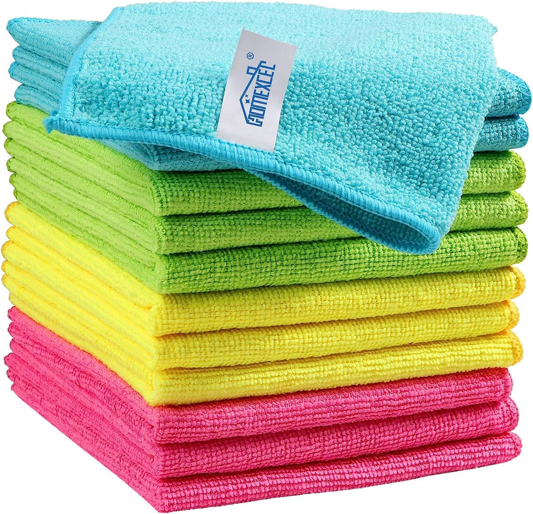 HOMEXCEL Microfiber Cleaning Cloth,12 Pack Cleaning Rags, Cleaning Towels with 4 Color Assorted, 11.5