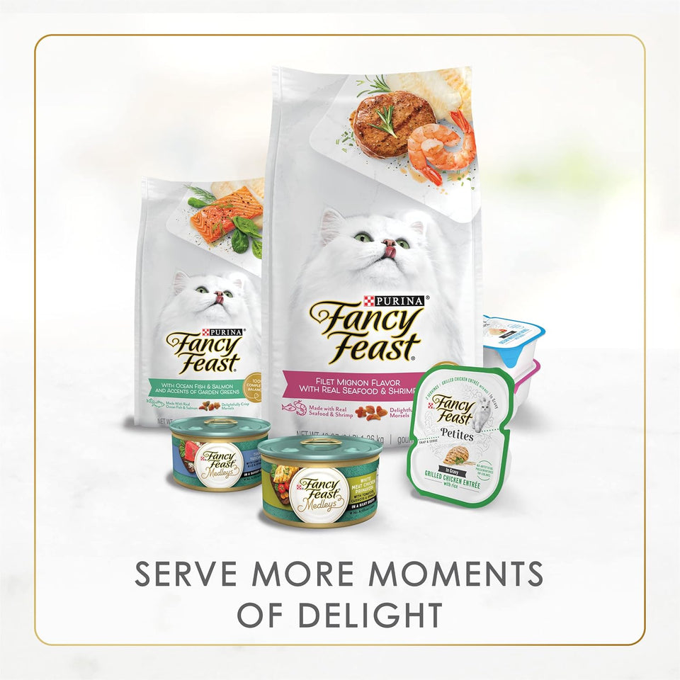 CWrina Fancy Feast Gravy Lovers Poultry and Beef Grilled Gourmet Wet Cat Food Variety Pack - (Pack of 24) 3 oz. Cans