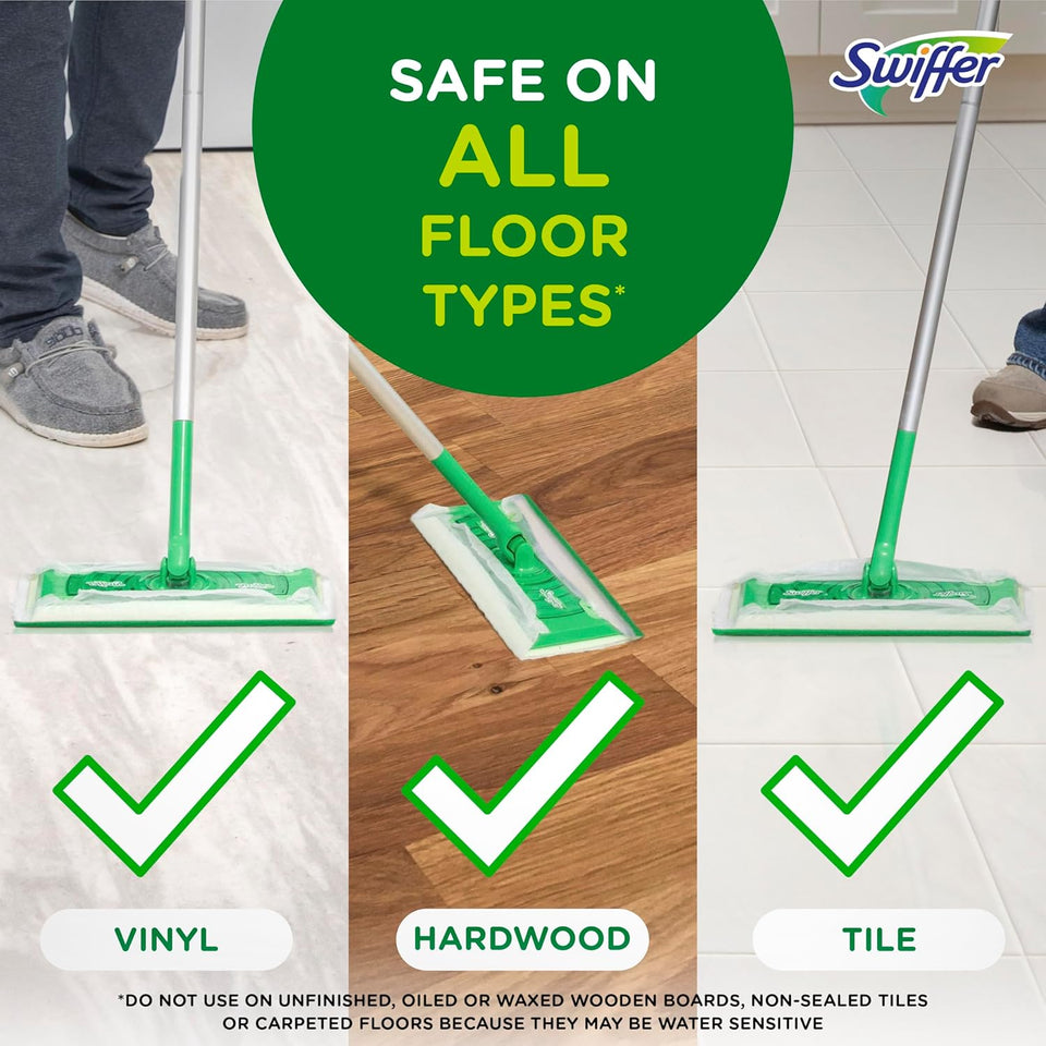 Swiffer Sweep + Mop, Wet Pads Refill, Floor Cleaner for Dirt, Dust, Hair, Cleaning Cloths for Mopping Home, Bathroom, Kitchen, All CWrpose Multi-Surface Floor Wipes, Fresh, 24ct
