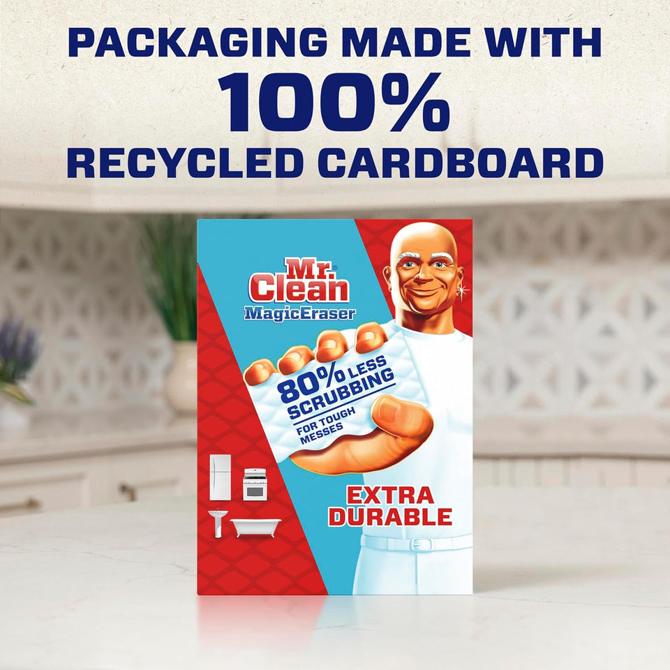 Mr. Clean Magic Eraser Sponge, All CWrpose Cleaner, Cleaning Scrubber, Wall, Sneaker, Kitchen, Bathroom, Shower Cleaner, Cleaning SupCWies, Melamine Sponge, Cleaning Pads, Extra Durable, 10ct