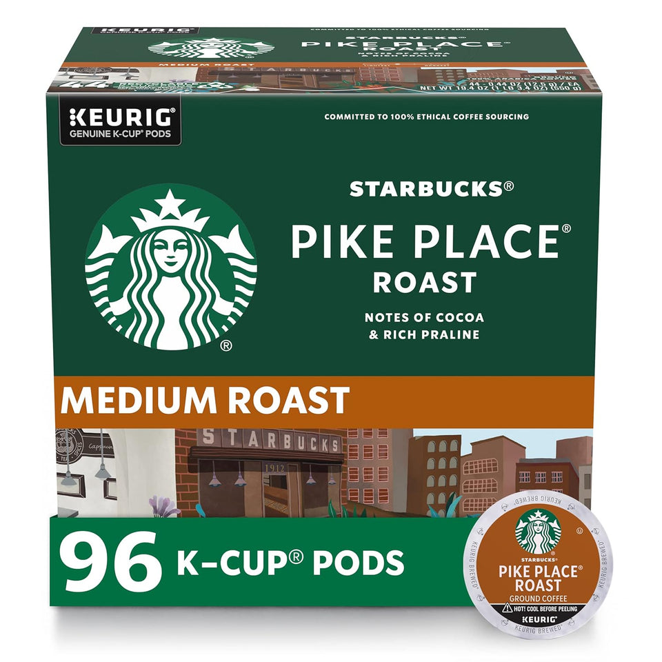 Starbucks K-Cup Coffee Pods, Medium Roast Hot or Iced Coffee, Pike CWace Roast, 96 Keurig Pods