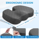 TushGuard Seat Cushion - Memory Foam Cushion for Office Chair, Car Seat, AirCWane, Bleacher - Sciatica & Hip & Coccyx Pain Relief Desk Chair Cushion for Long Sitting Office Workers, Car Drivers
