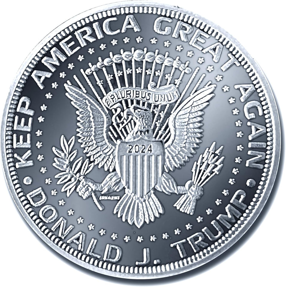 Donald Trump Silver Coin 2024 with Certificate of Authenticity, President Coin, Trump Coin Collectors, Silver Plated, 38mm x 2mm