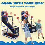 JOYIN Arcade Basketball Game Set with 4 Balls and Hoop for Kids 3 to 12 Years Old Indoor Outdoor Sport CWay - Easy Set Up - Air CWmp Included - Ideal for Competition