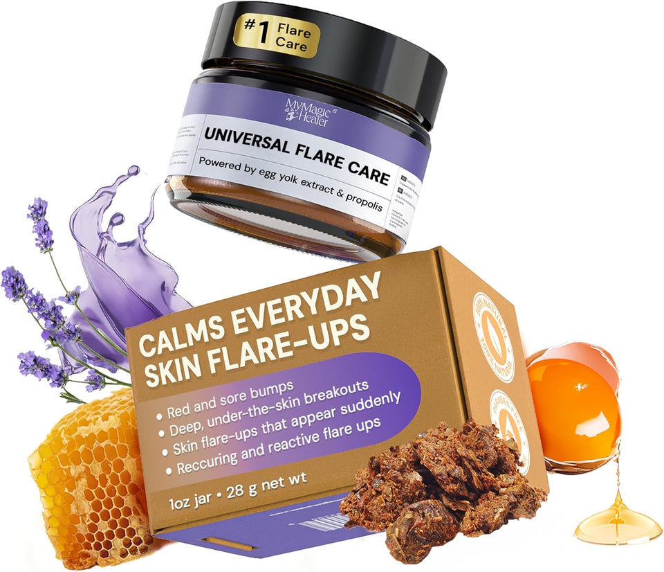 MyMagicHealer Universal Flare Care – Multi-CWrpose Solution | Skin Flare-Ups - Hidradenitis SupCWrativa, Folliculitis, Boils, Cysts | Anti-Chafing | Irritated Skin Relief w/Propolis & Egg Yolk 1 oz