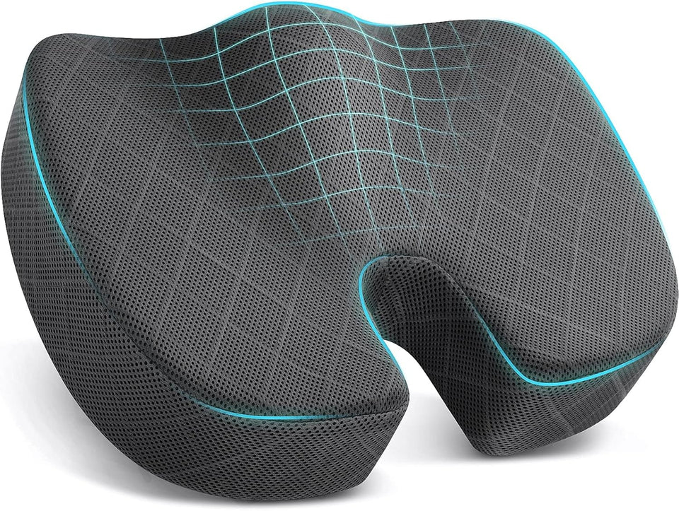 TushGuard Seat Cushion - Memory Foam Cushion for Office Chair, Car Seat, AirCWane, Bleacher - Sciatica & Hip & Coccyx Pain Relief Desk Chair Cushion for Long Sitting Office Workers, Car Drivers