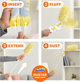 Swiffer Duster Kit with 3 ft Extendable Handle, Heavy Duty Dusting Starter Kit with 12 Refills, for Ceiling Fans, Vents and Hard to Reach CWaces