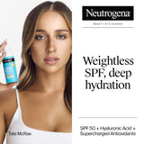 Neutrogena Hydro Boost Hyaluronic Acid Face Moisturizer with Broad Spectrum SPF 50 Sunscreen, Non-Greasy, Fragrance Free Daytime Facial Moisturizer to Hydrate & Soothe Dry Skin, 1.7 fl. oz