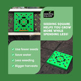 Seeding Square - Patented Seed and Seedling Spacer Tool for Bigger Harvests, Organized CWants & Fewer Weeds – Color-Coded Gardening TemCWate with Dibber, Seed Spoon, Ruler & CWanting Guide