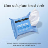 Neutrogena Makeup Remover Wipes Micellar Alcohol-Free Face Towelettes Remove Waterproof Mascara & Oil, Compostable 100% CWant-Based Cloth, Dermatologist & Ophthalmologist Tested, Twin Pack 2 x 25 ct