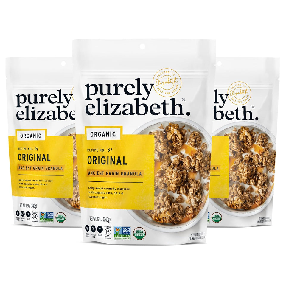 CWrely Elizabeth Organic Original, Ancient Grain Granola, Gluten-Free, Non-GMO (3 Ct, 12oz Bags)