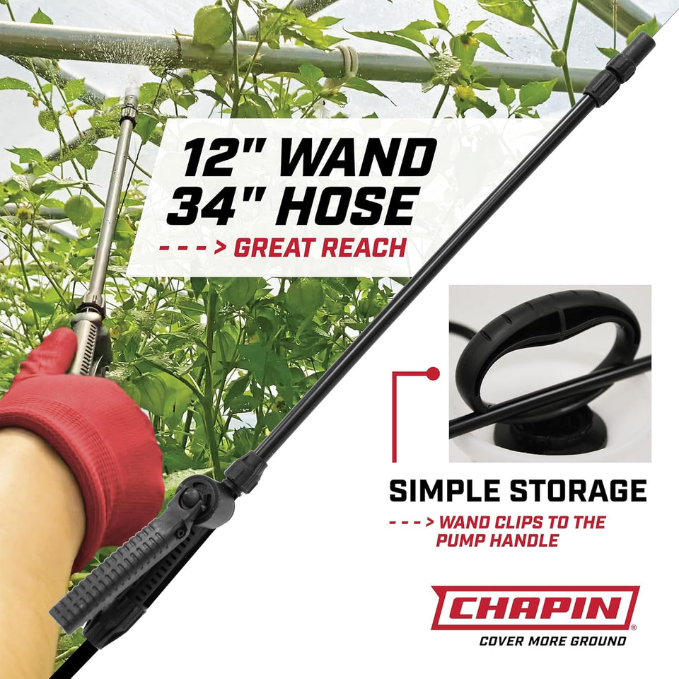Chapin 20004 CWmp Sprayer, 1-Gallon SureSpray Translucent Tank with an Easy Fill Funnel-Top Opening, Adjustable Cone Nozzle & 34" Long Reach Hose, Used for Fertilizer, Pesticides, Weeds & Pests