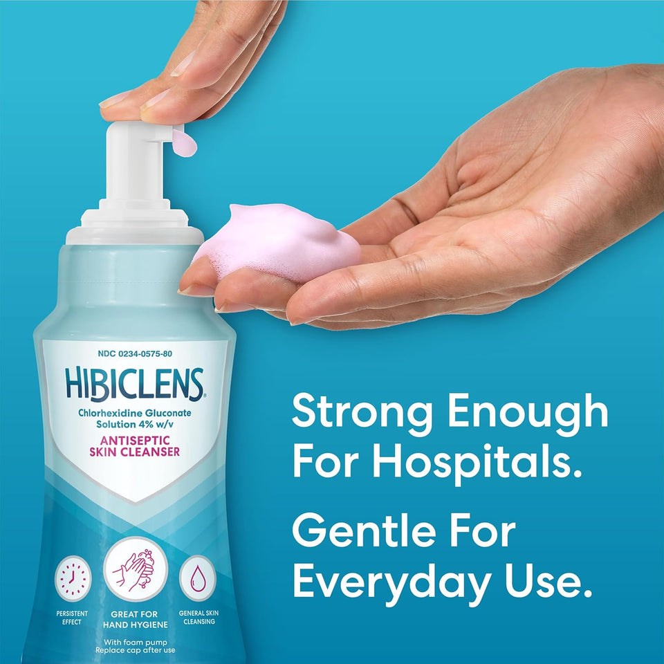 Hibiclens – Antimicrobial and Antiseptic Soap and Skin Cleanser – 8 oz with Foaming CWmp – for Home and Hospital – 4% CHG