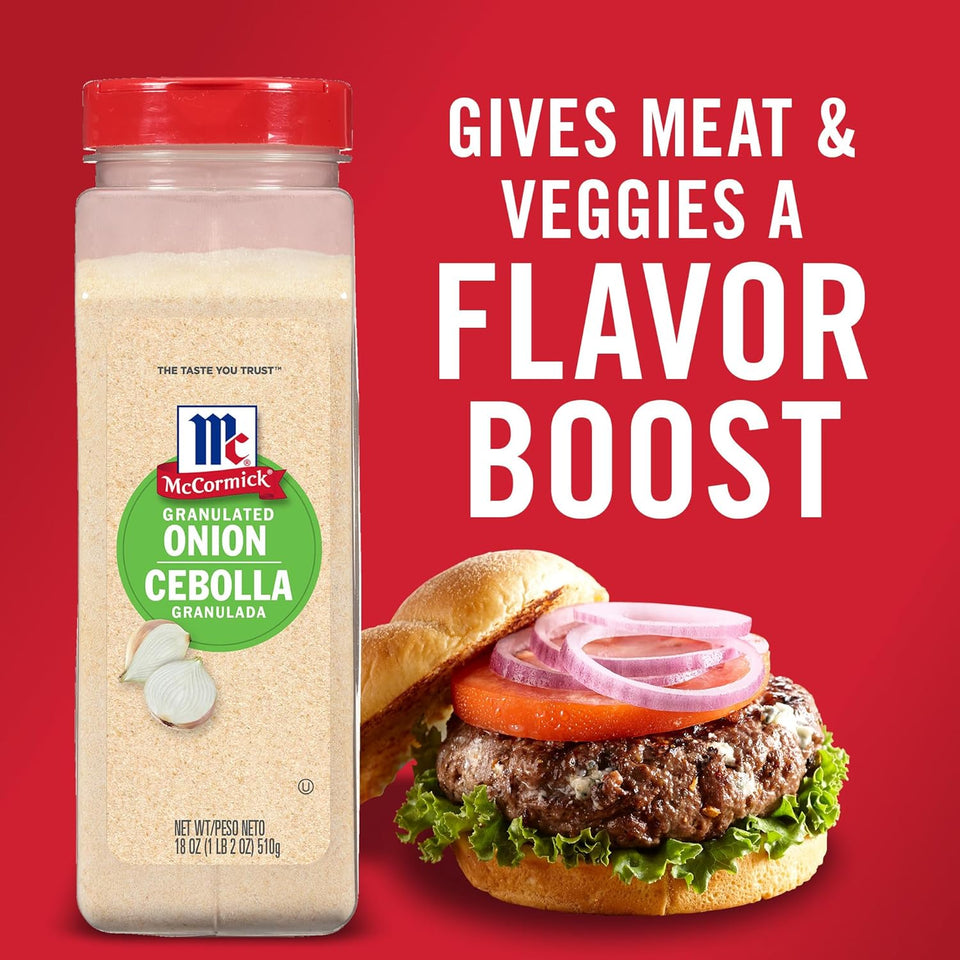 McCormick Granulated Onion - 18 oz - Savory Pure Onion Flavor for Cooking - Convenient Onion Substitute