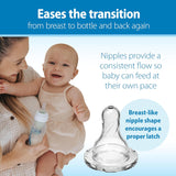 Dr. Brown's Natural Flow Anti-Colic Options+ Narrow Baby Bottle, 8 oz/250 mL, with Level 1 Slow Flow Nipples, 0m+, 4 Pack